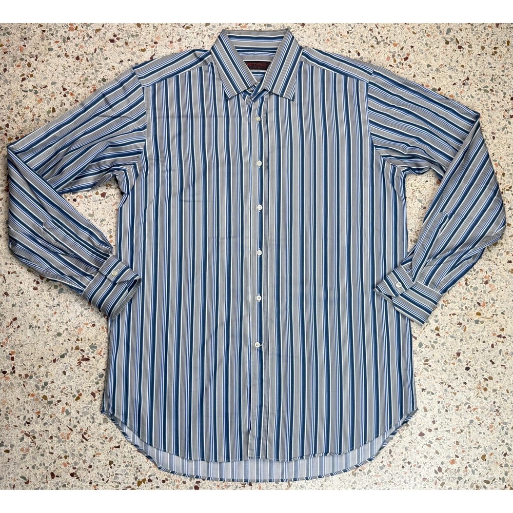 Etro Milano Men's Striped Button Up Long Sleeve Dress Shirt Size 42